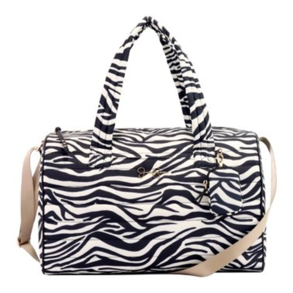 Jessica Simpson Audrey Modern Zebra Duffle Overnighter Weekender w/pouch $118